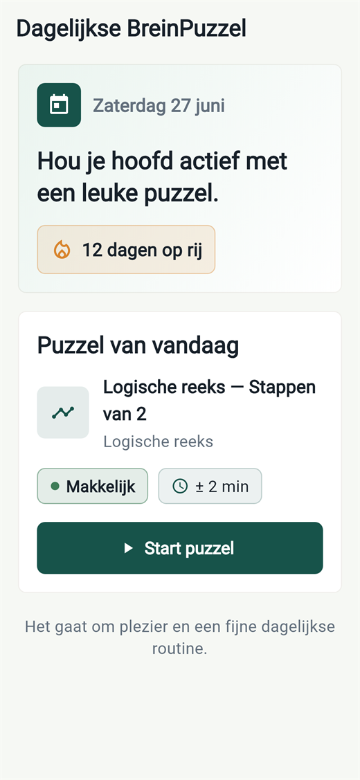 Dagelijkse BreinPuzzel daily puzzle screen